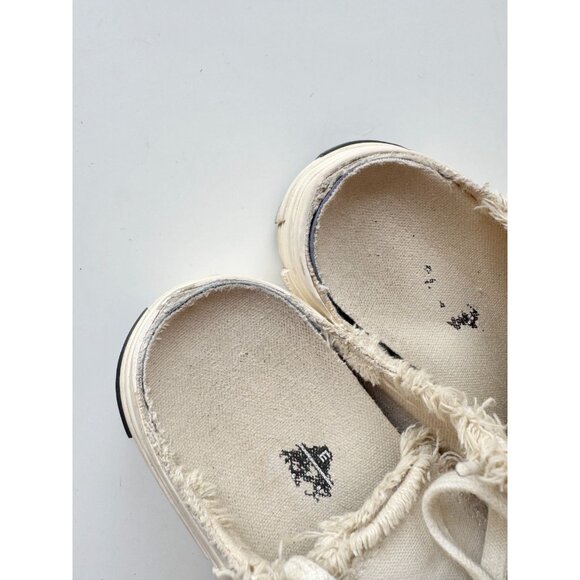 xVESSEL G.O.P. White Frayed Canvas "Peace By Piece" Slip On Sneakers, Size 37 - Picture 13 of 16